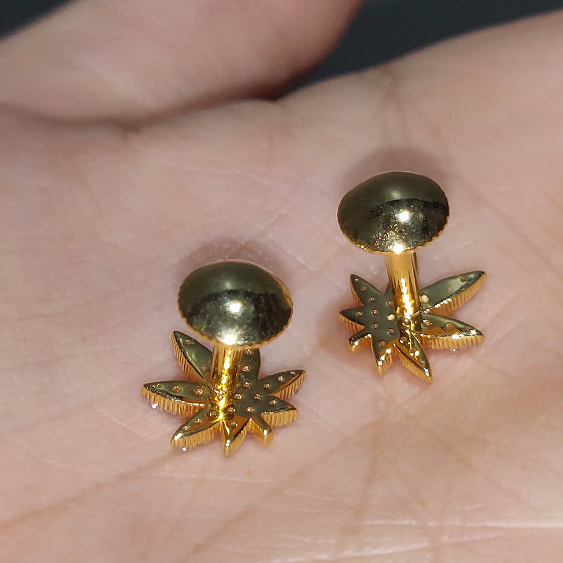 Marijuana Leaf Diamond Earrings