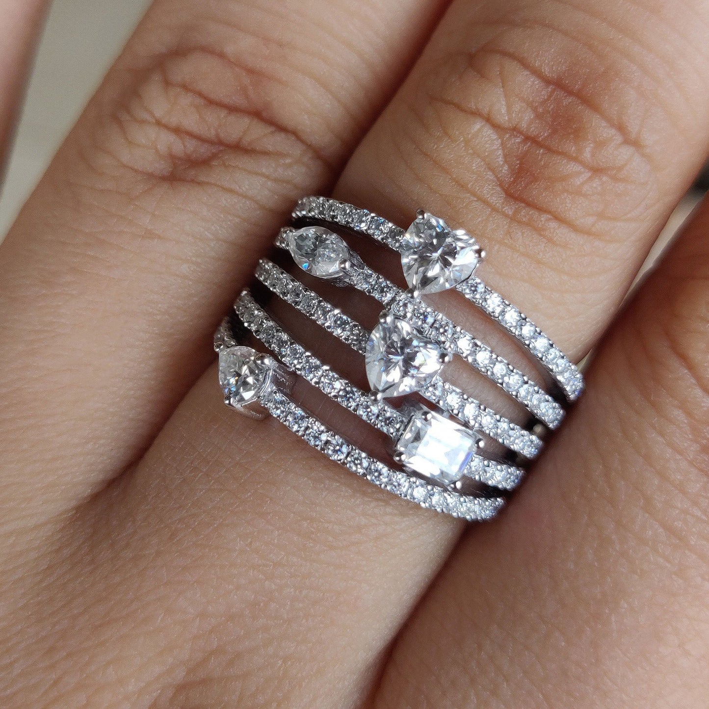 Multi-Shape Diamond Statement Ring