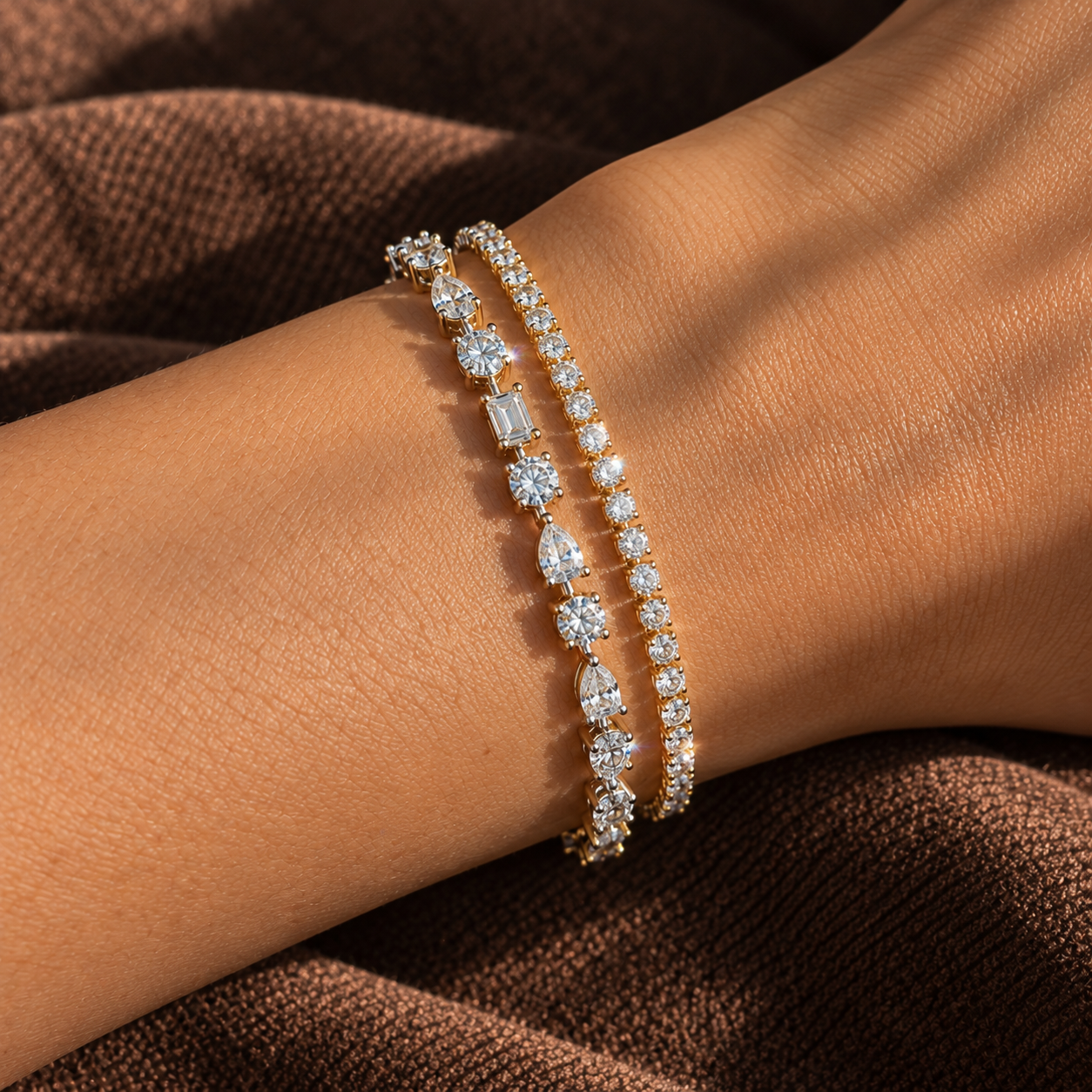 Multi-shape diamond tennis bracelet (6.5ct)