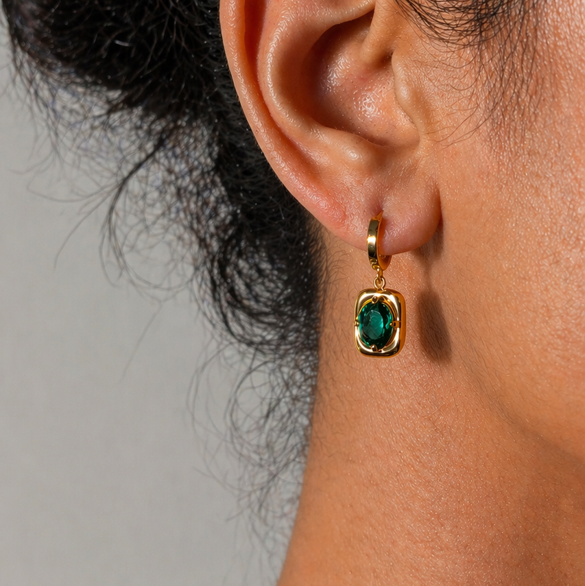 Petite Emerald Nebula Danglers