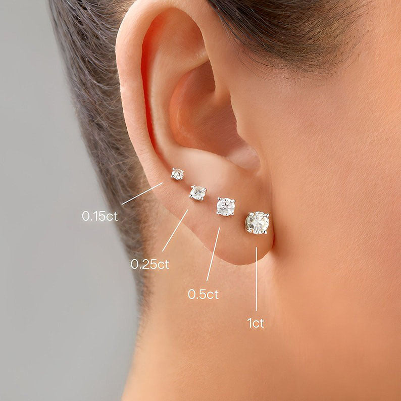 2ct Solitaire Studs (1ct each)