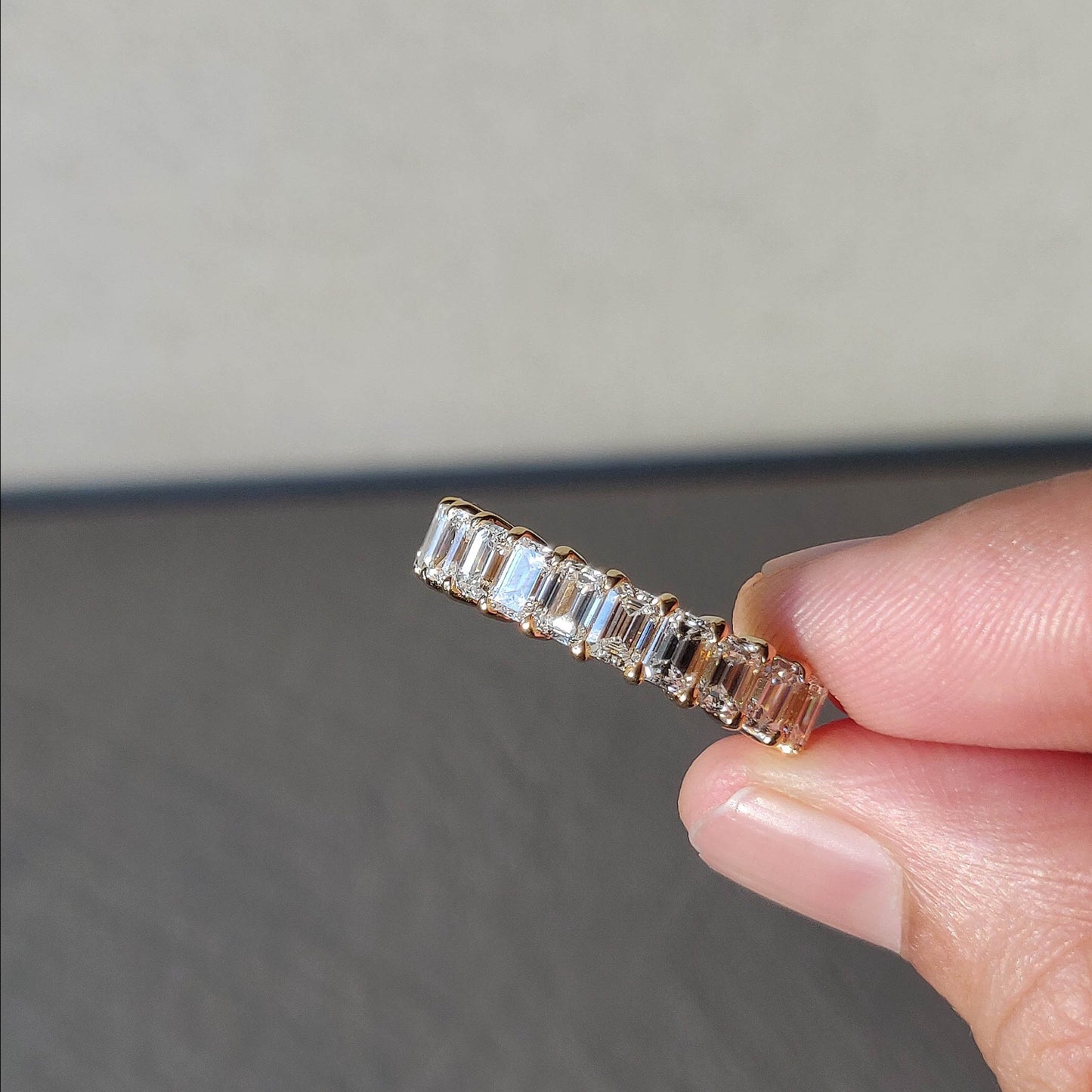 Emerald Cut Half Eternity Band