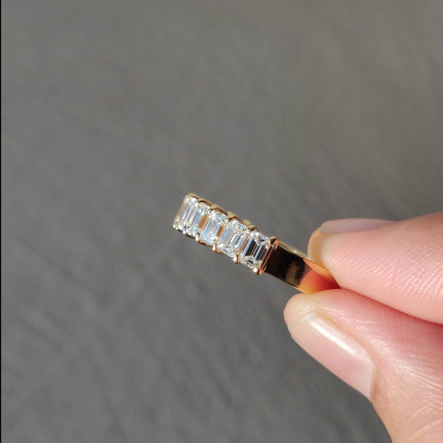 Emerald Cut Half Eternity Band