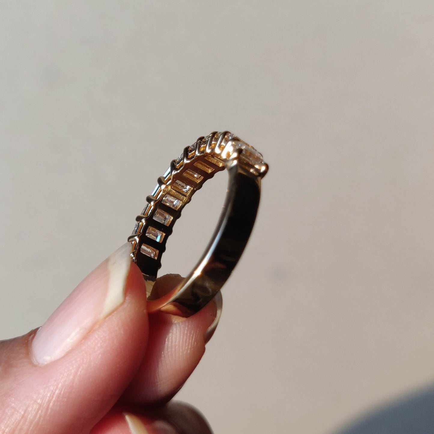 Emerald Cut Half Eternity Band