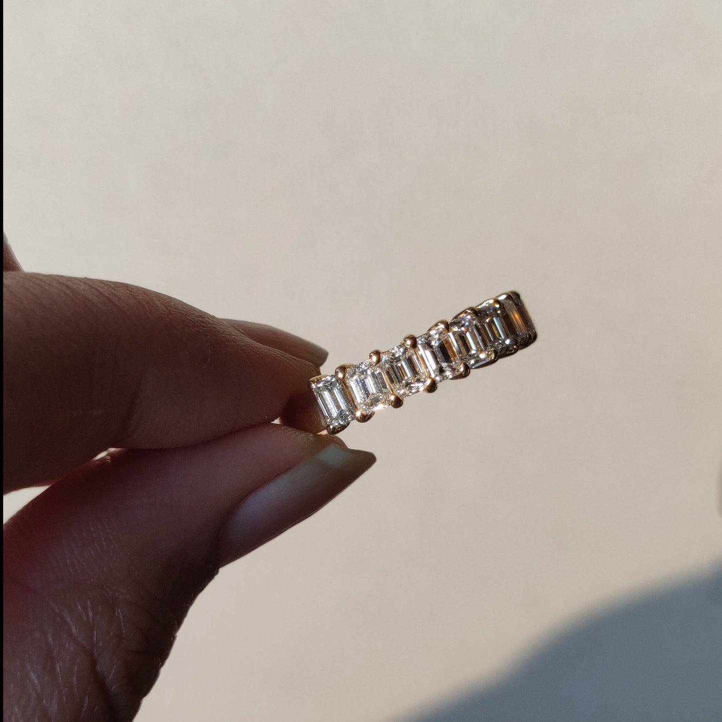 Emerald Cut Half Eternity Band