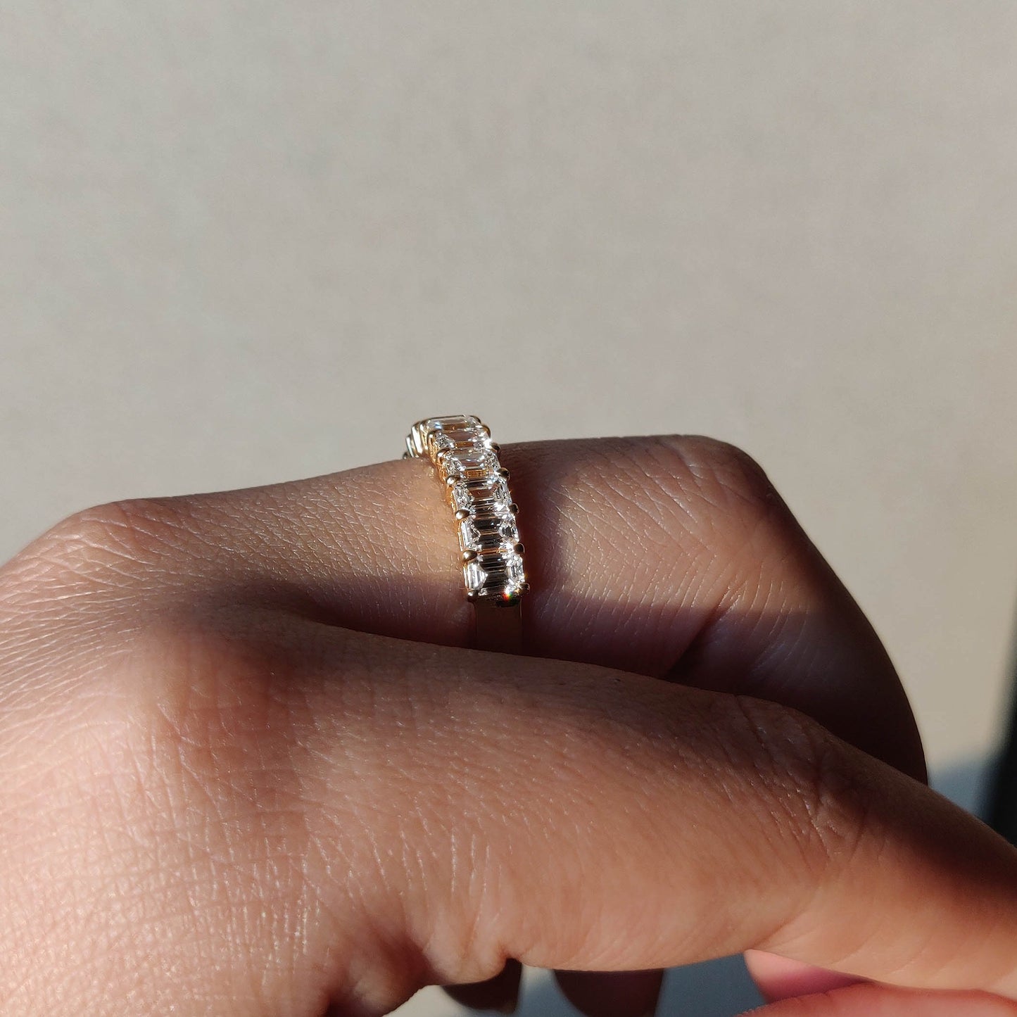 Emerald Cut Half Eternity Band