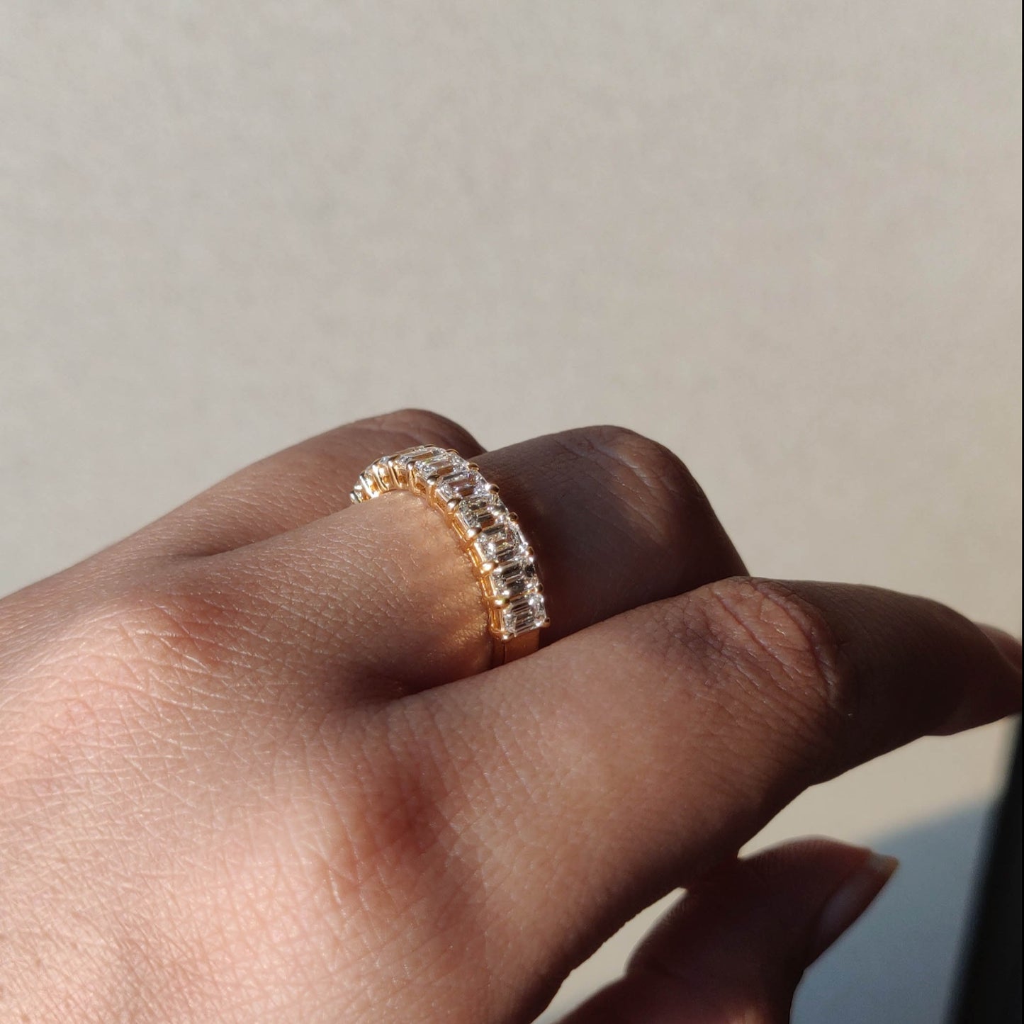 Emerald Cut Half Eternity Band