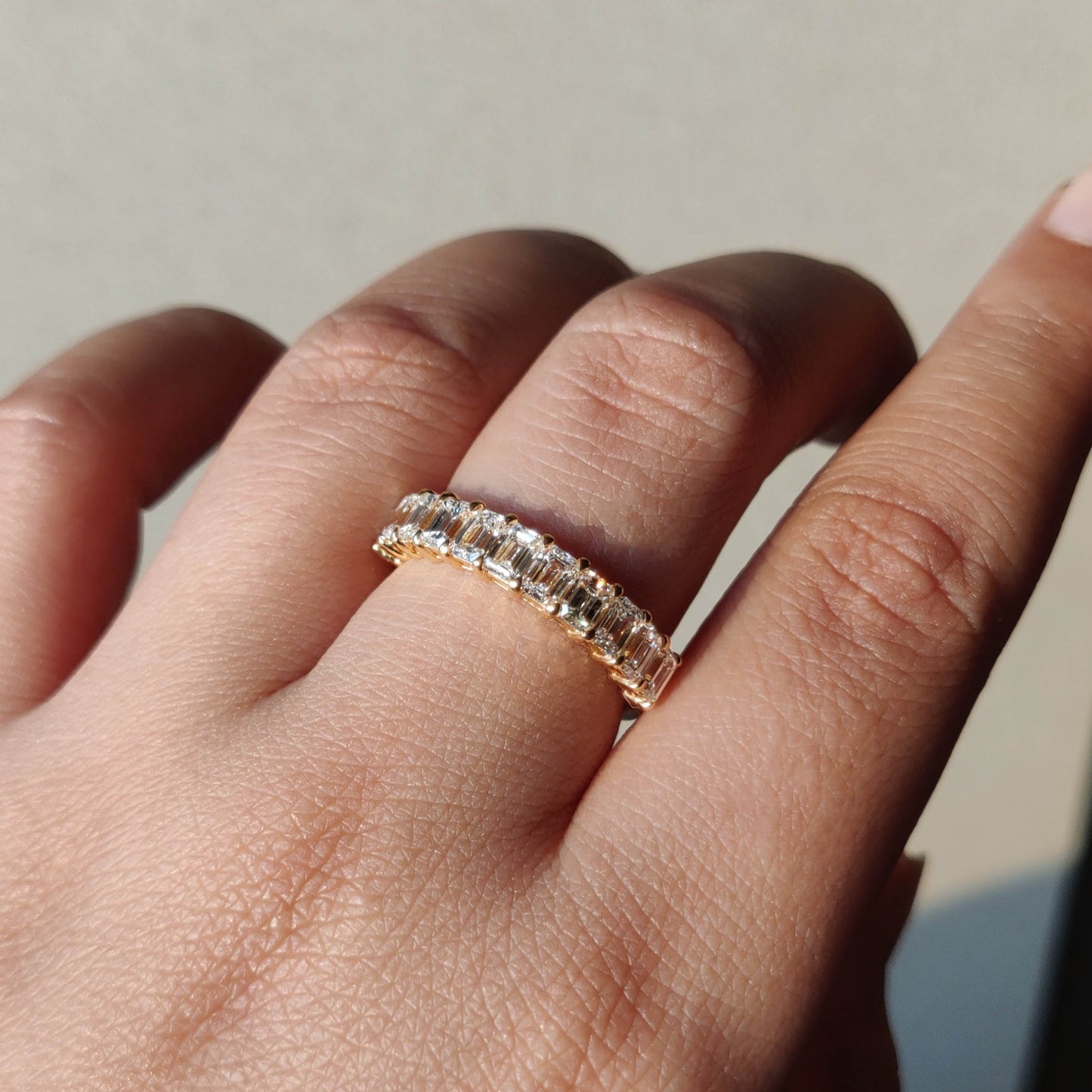 Emerald Cut Half Eternity Band