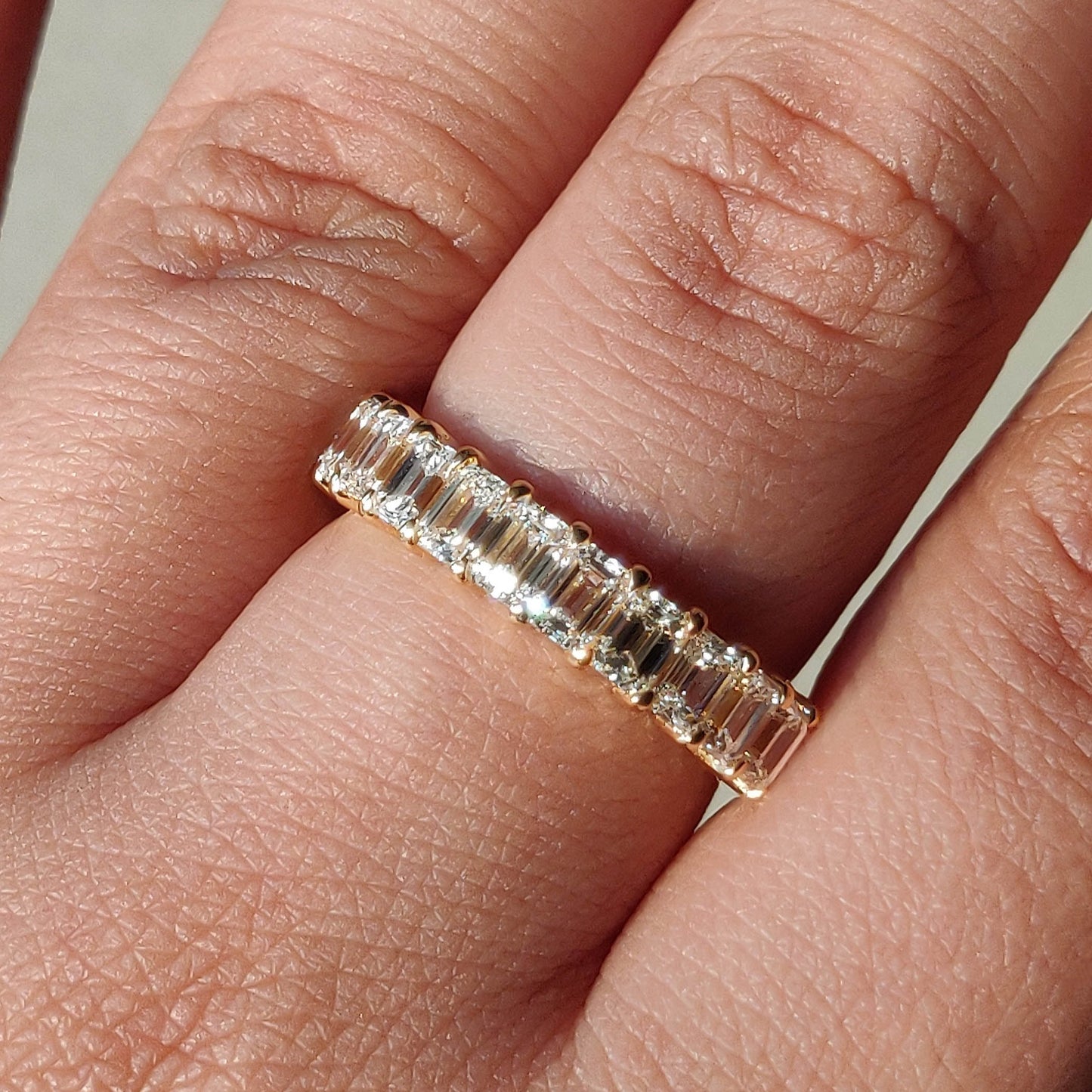 Emerald Cut Half Eternity Band