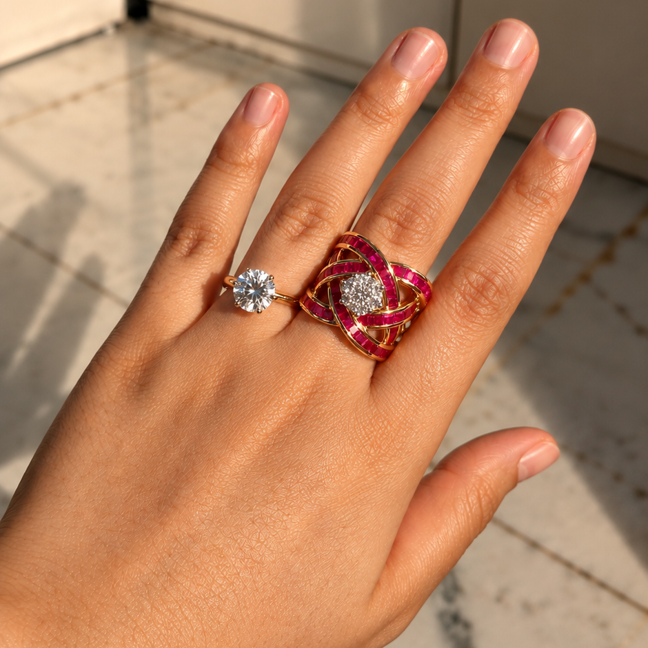 Chubby Ruby Cross-Over Ring