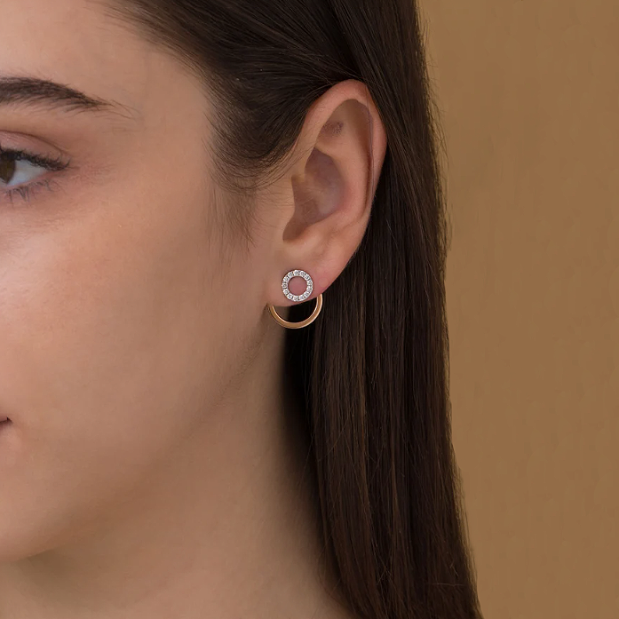 Open Circle  Jacket Diamond Earrings