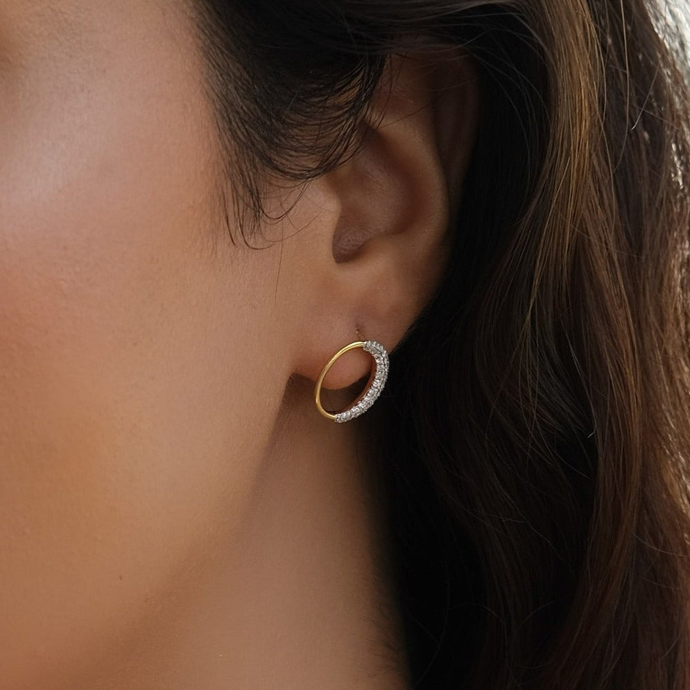 Diamond Crescent Moon Earrings