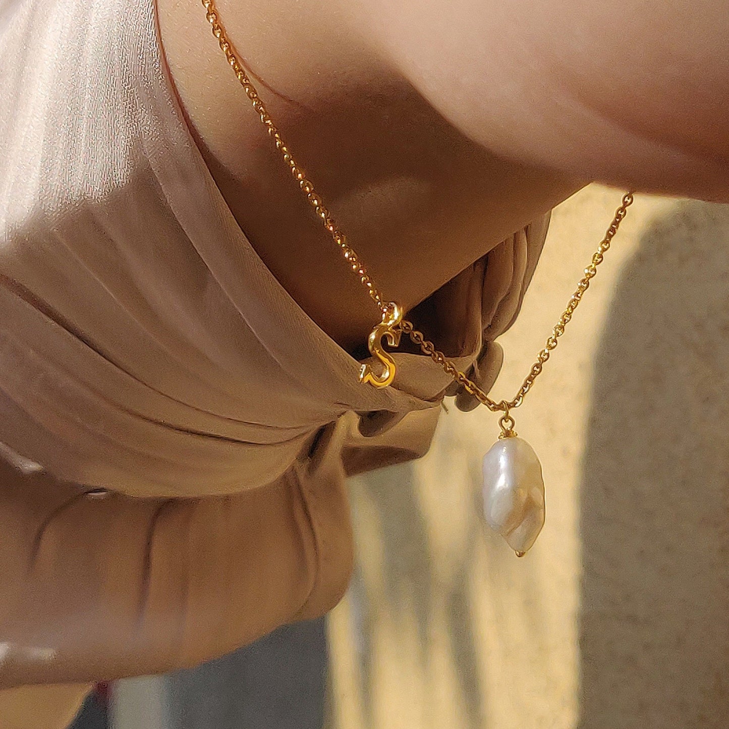 Baroque Pearl with Initial Bracelet