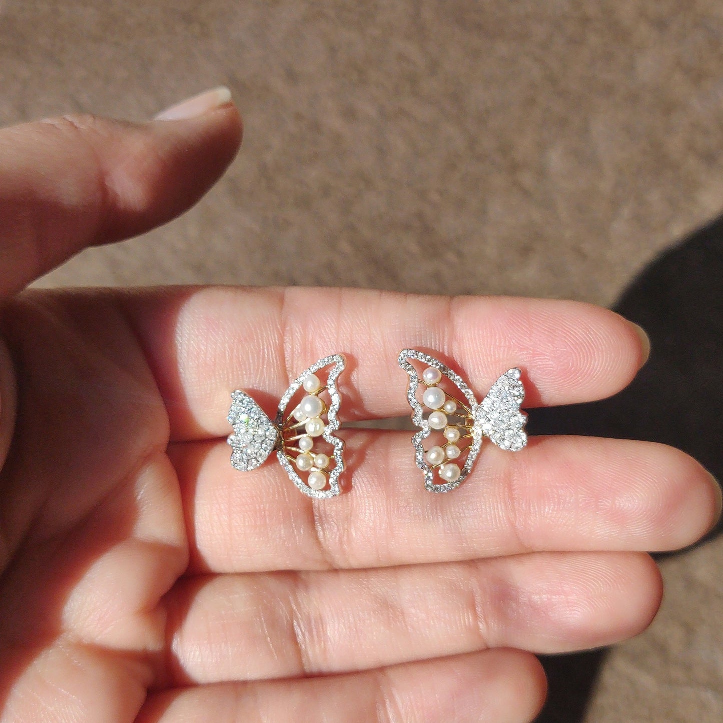 Three Way Diamond Butterfly Earrings