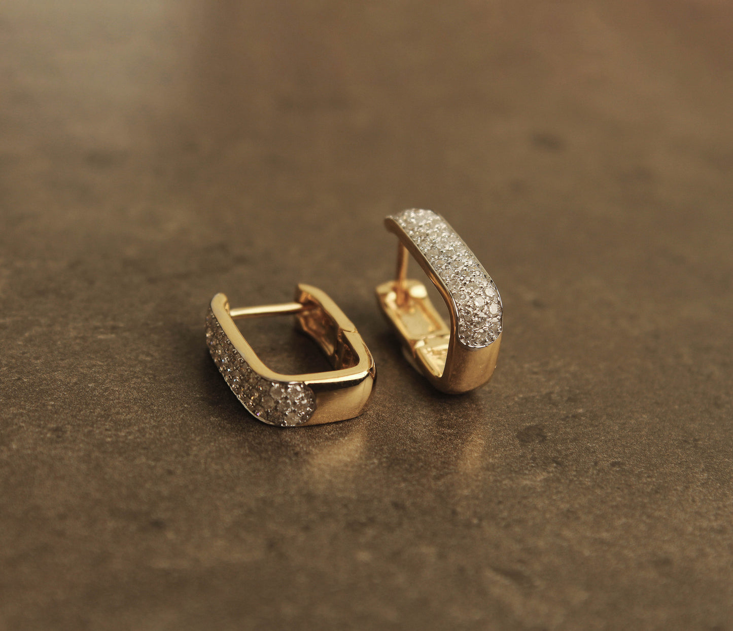 Paperclip Diamond Huggie Hoops