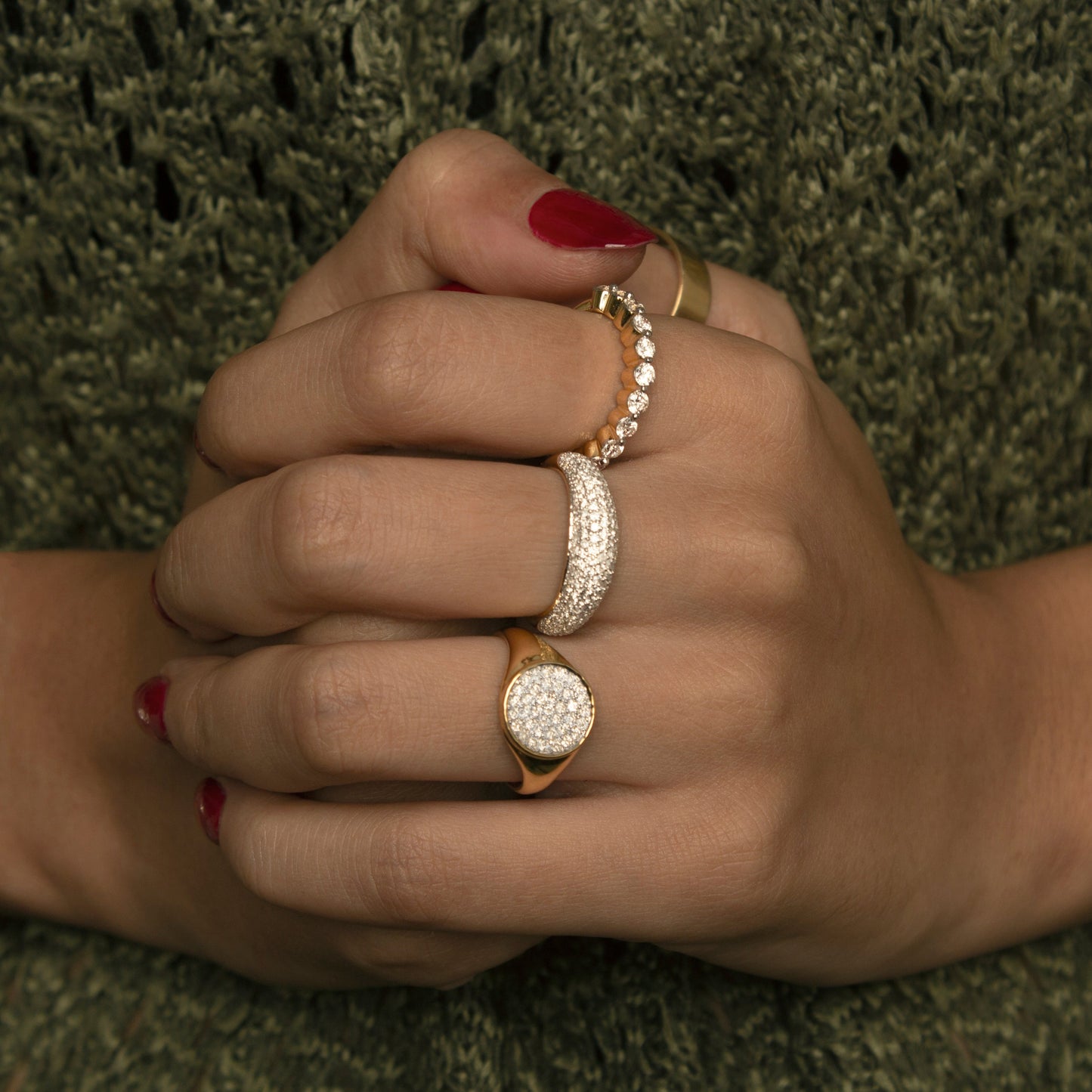 Pavé Diamond Signet Ring