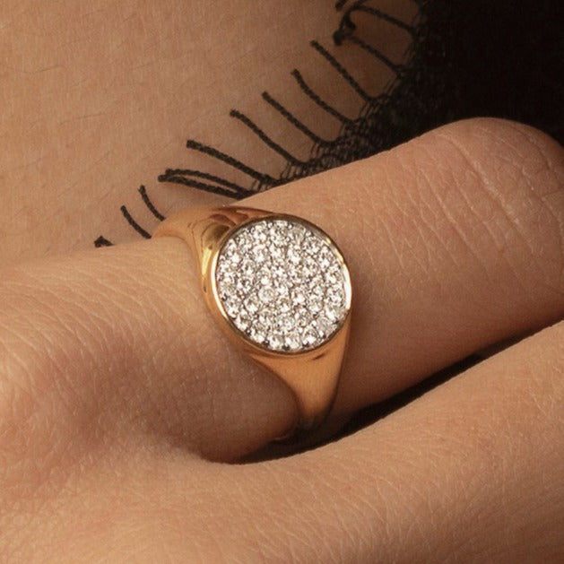 Pavé Diamond Signet Ring