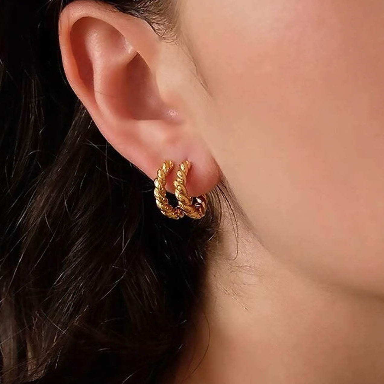 Twisty Gold Hoops