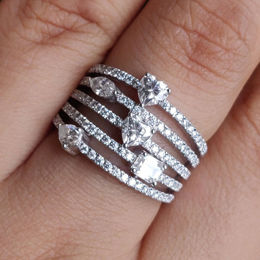 Multi-Shape Diamond Statement Ring