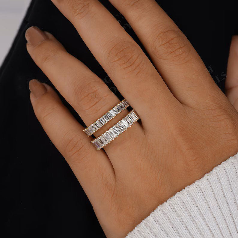 Baguette Half Eternity Band