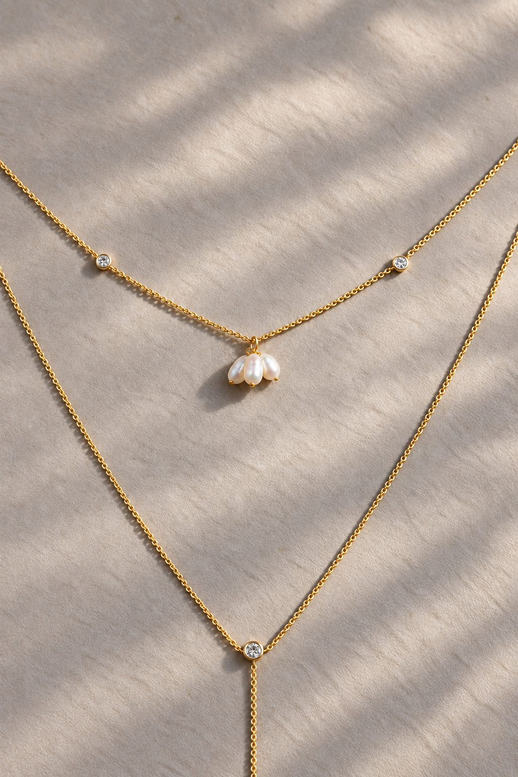 Petite Pearl and Diamond Lariat Necklace
