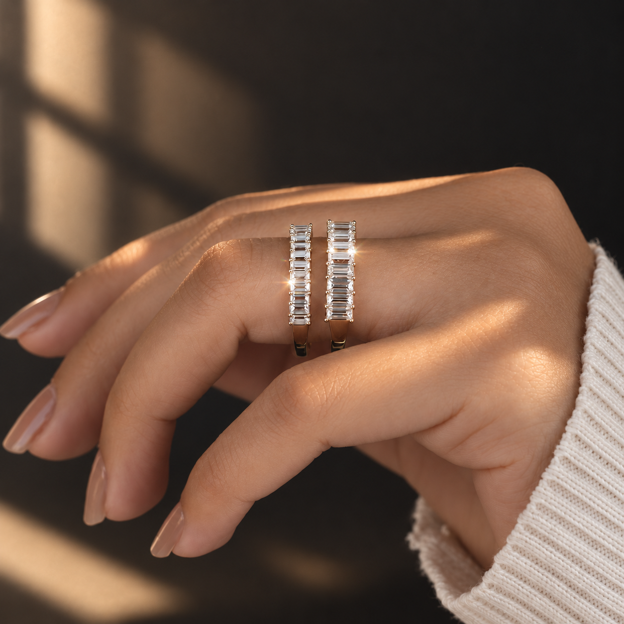 Baguette Half Eternity Band