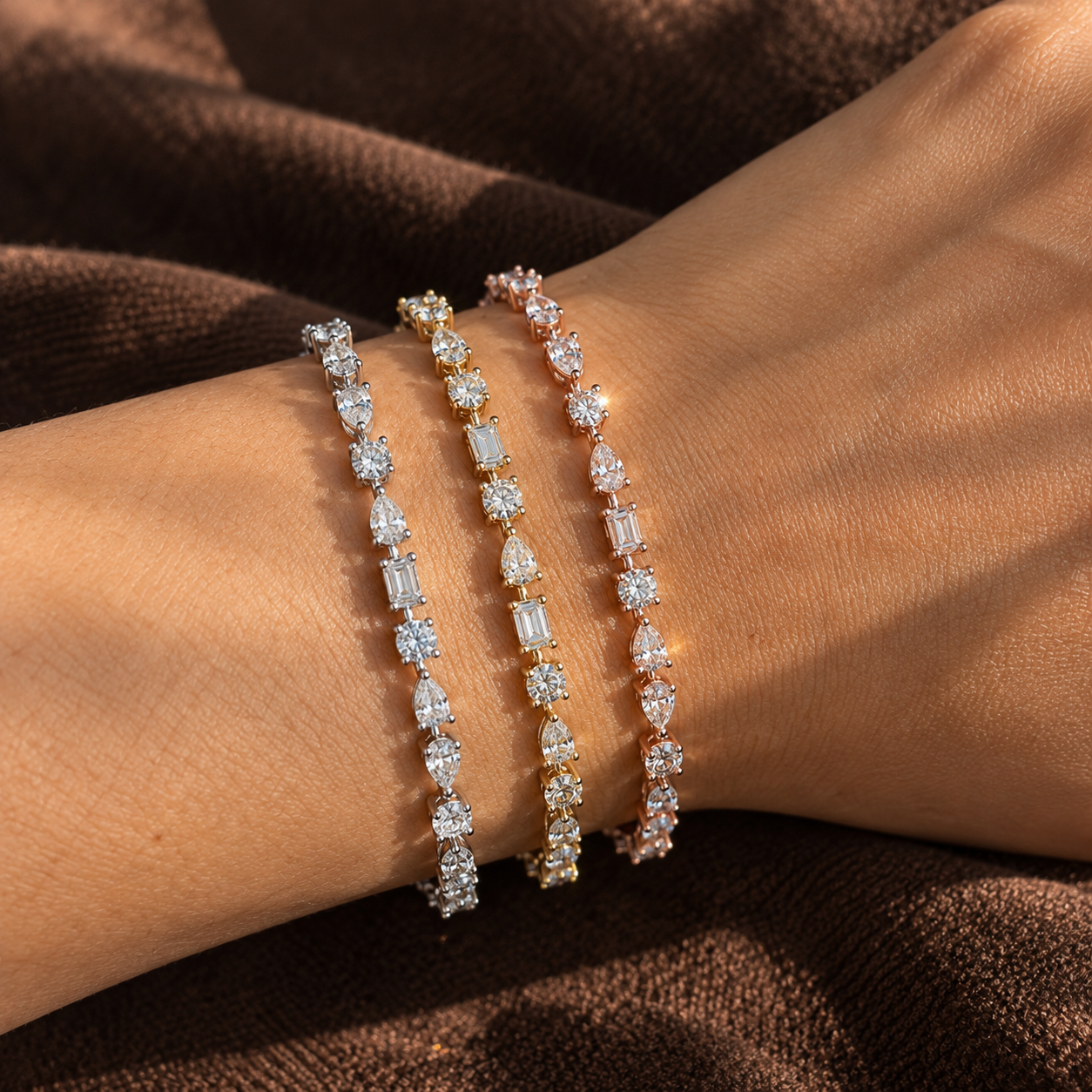 Multi-shape diamond tennis bracelet (6.5ct)
