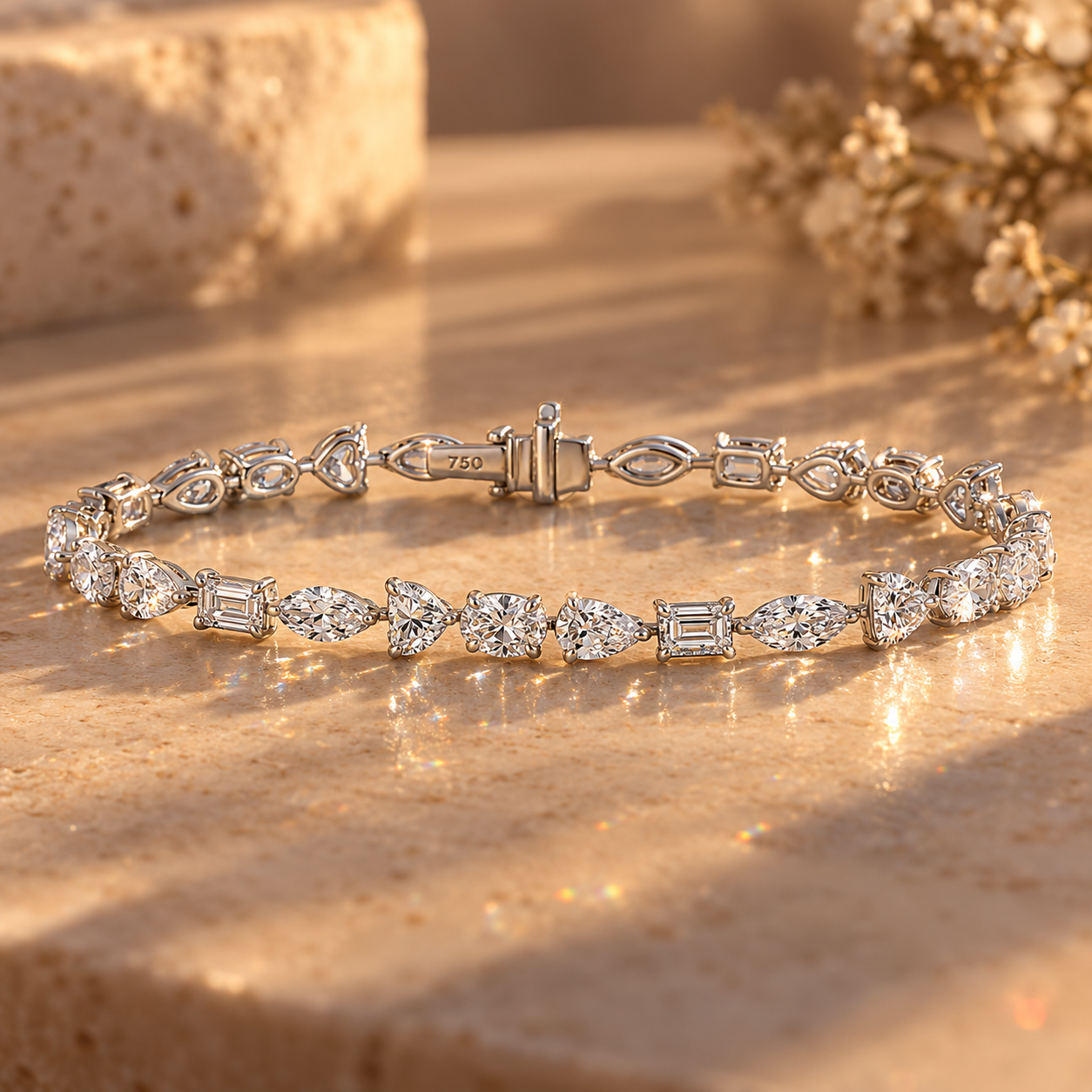 Multi-shape diamond tennis bracelet (6.5ct)