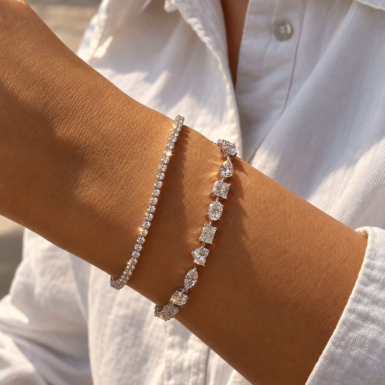 Multi-shape diamond tennis bracelet (10ct)