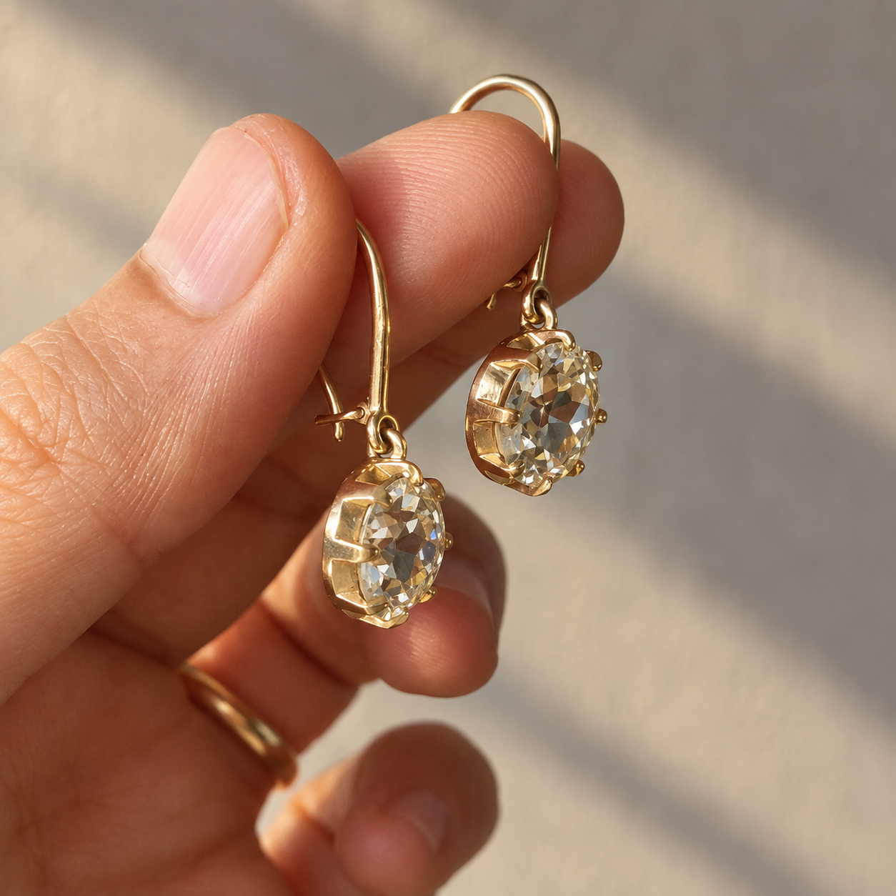 Old Mine-Cut Diamond Drop Earrings
