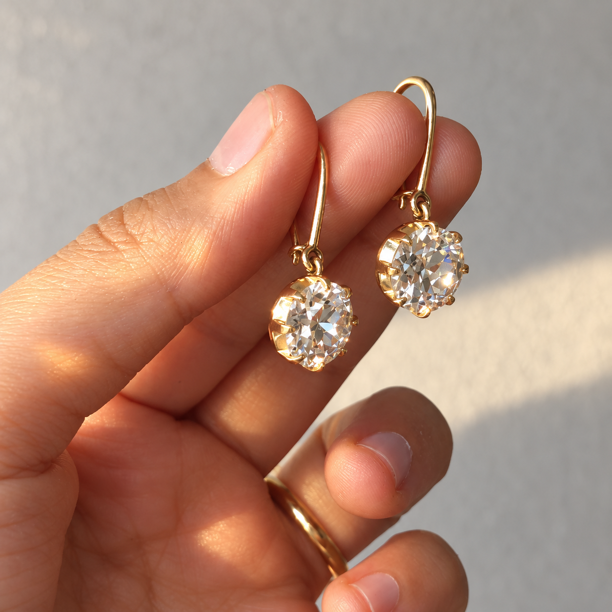 Old Mine-Cut Diamond Drop Earrings