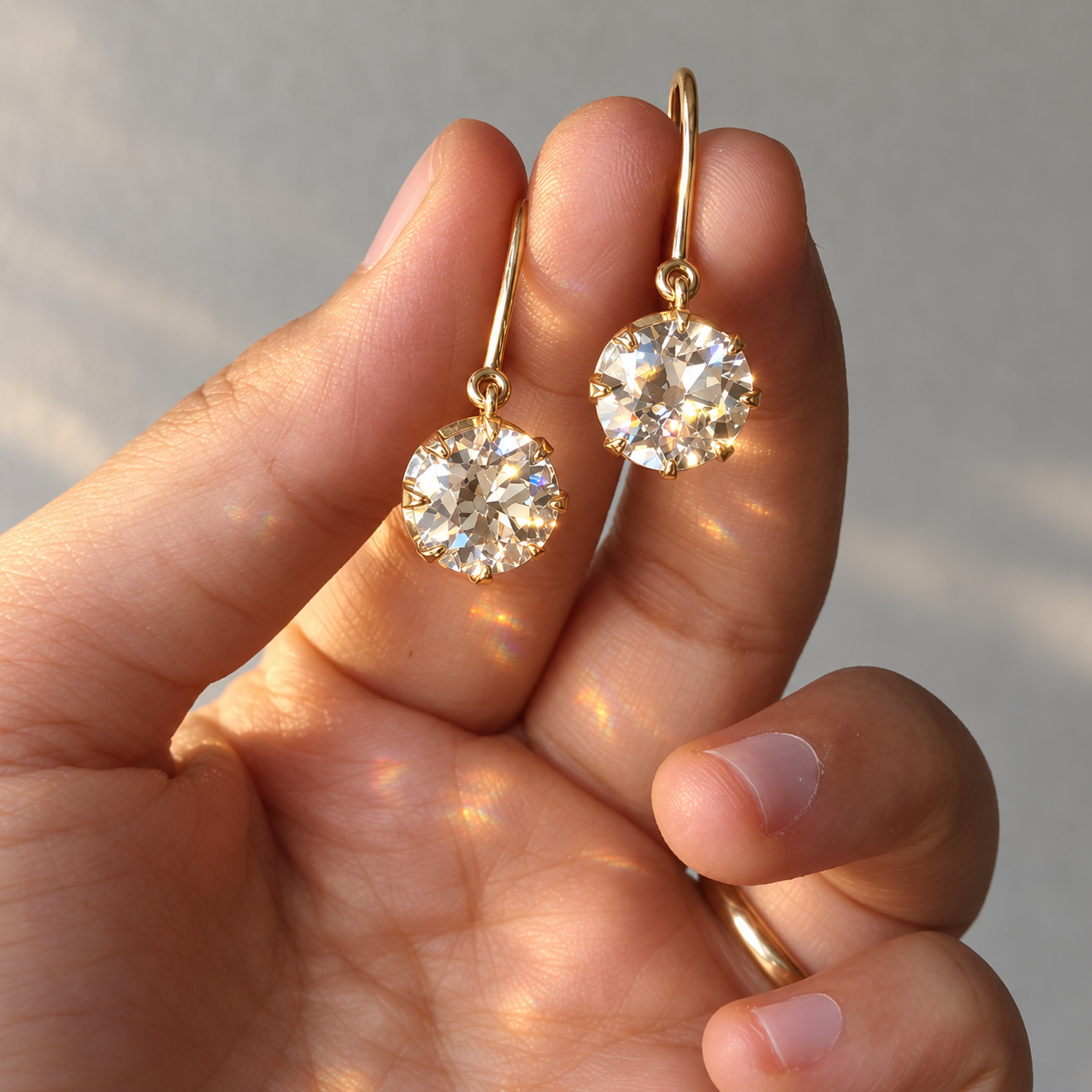 Old Mine-Cut Diamond Drop Earrings