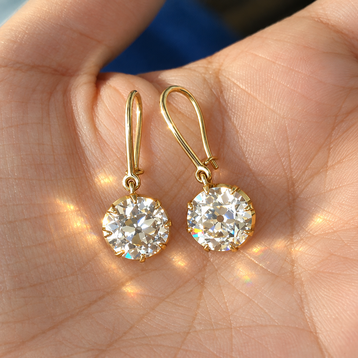 Old Mine-Cut Diamond Drop Earrings