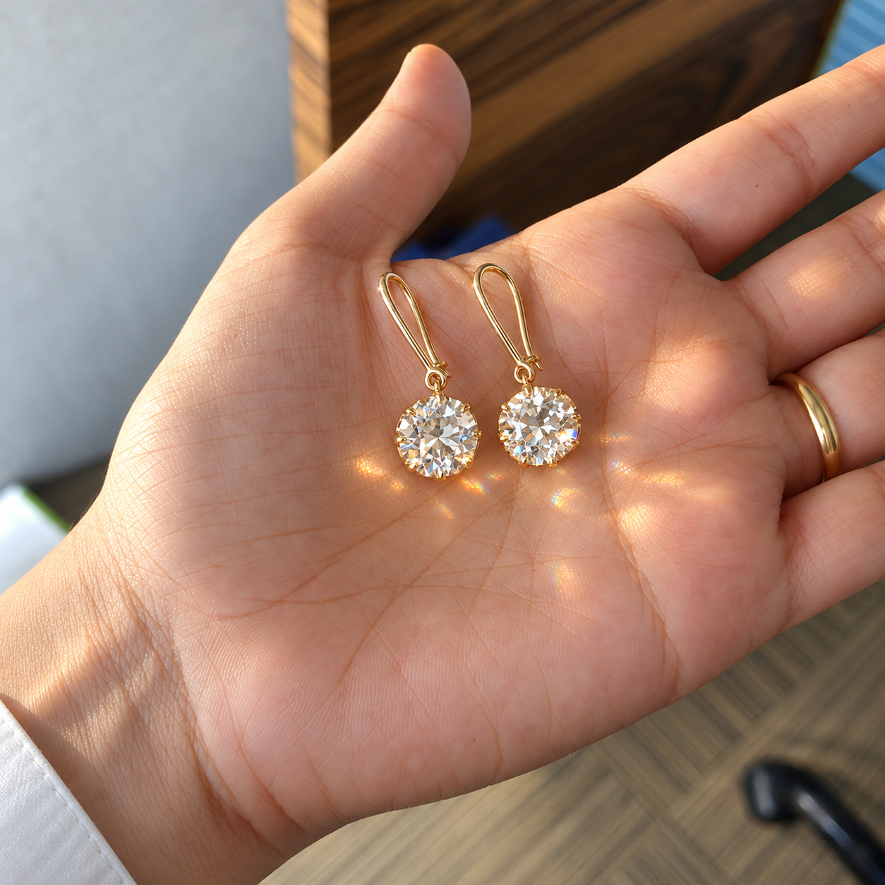 Old Mine-Cut Diamond Drop Earrings