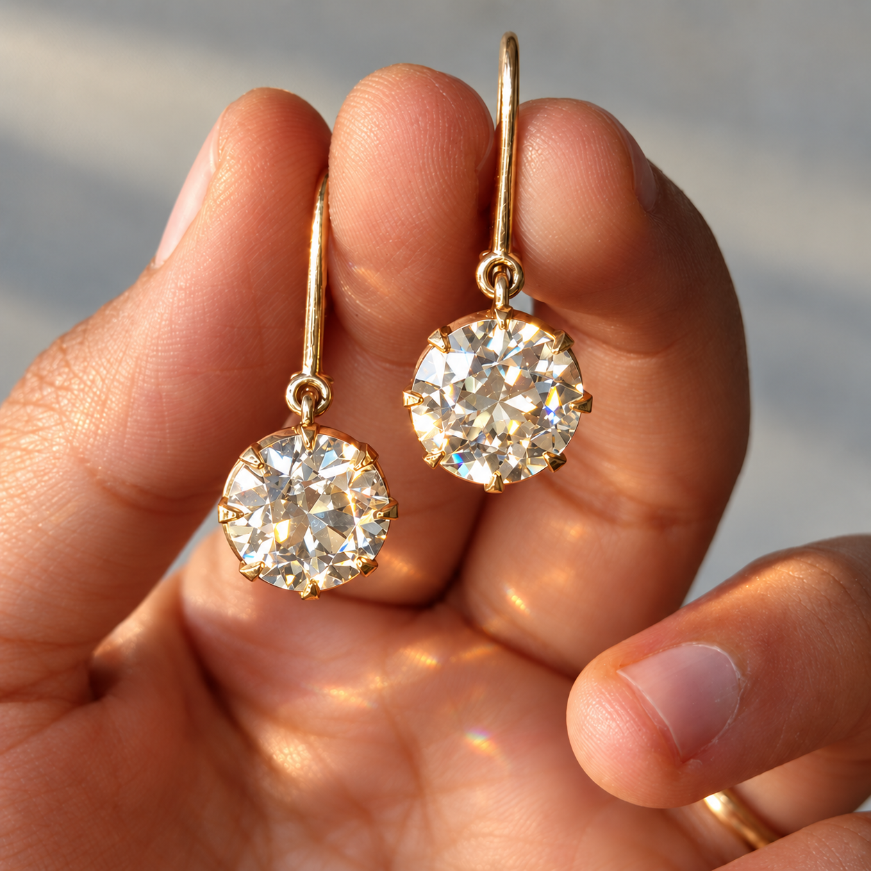 Old Mine-Cut Diamond Drop Earrings