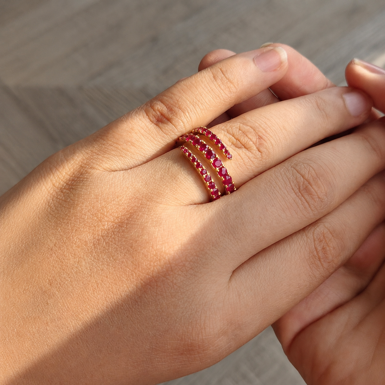 Serpents Embrace Ruby Ring (Natural Rubies)