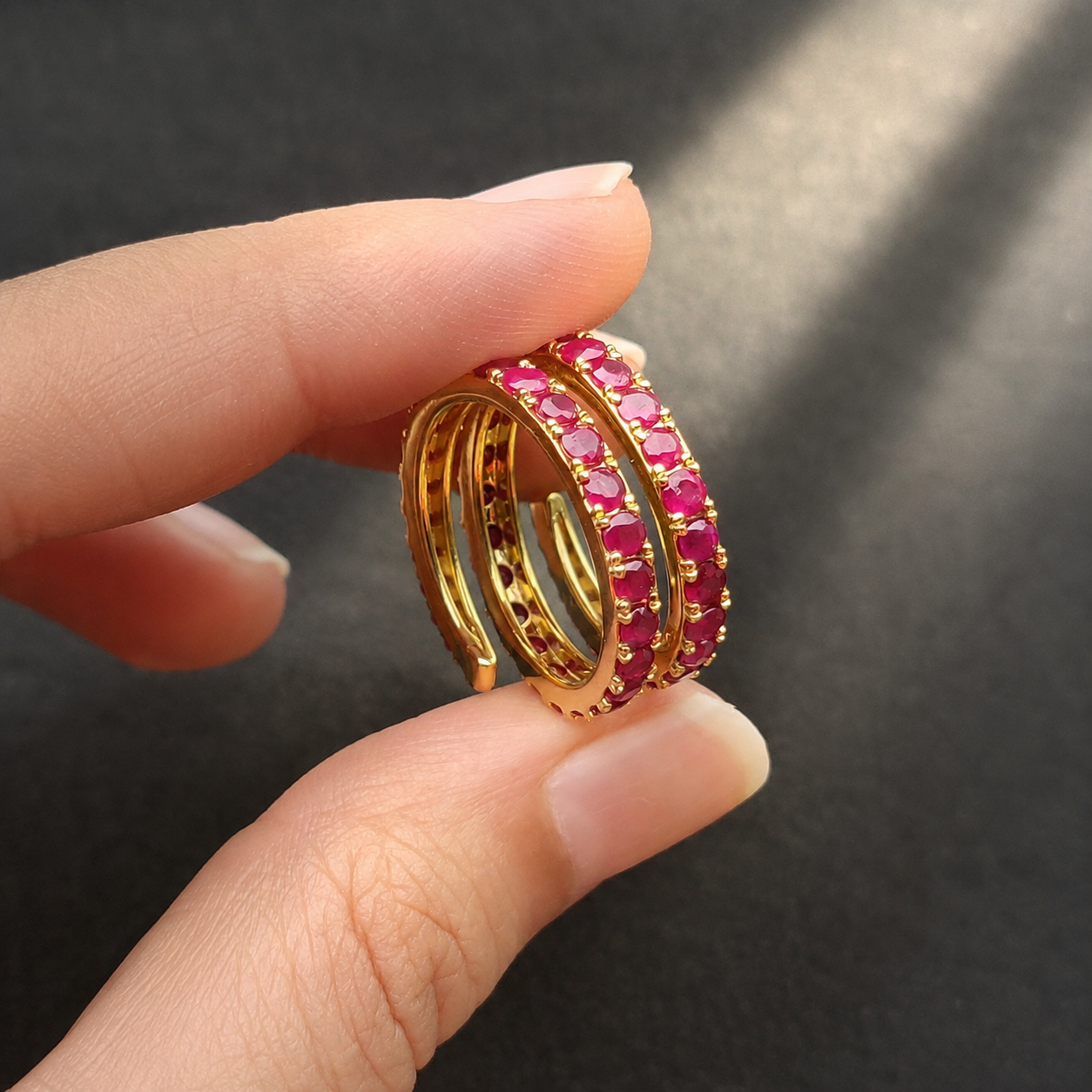 Serpents Embrace Ruby Ring (Natural Rubies)