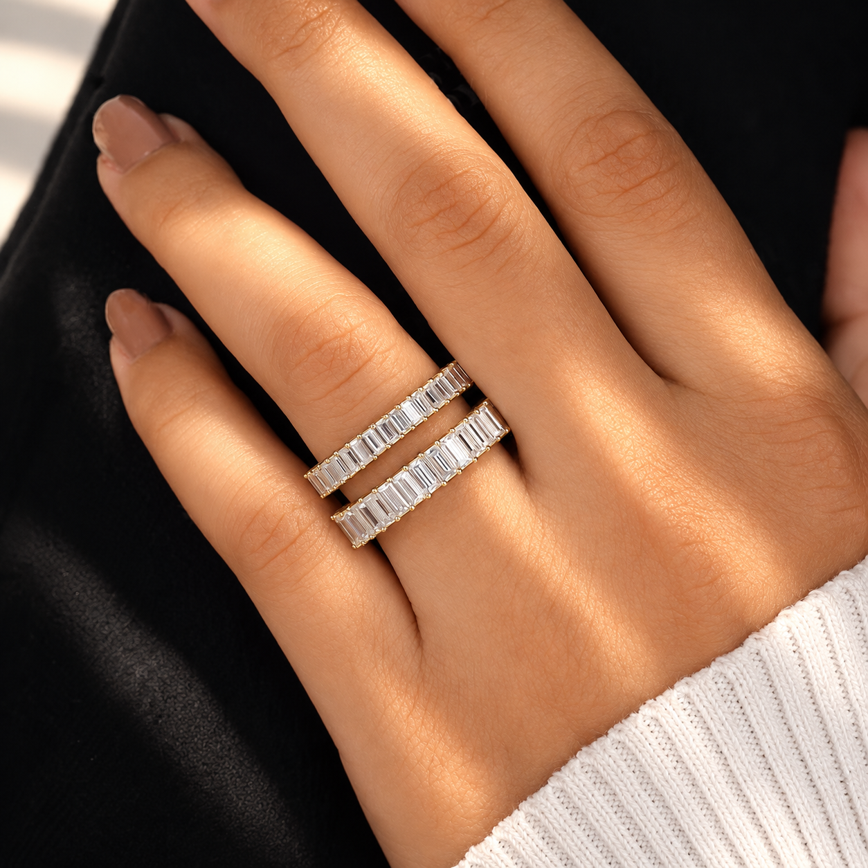 Baguette Half Eternity Band