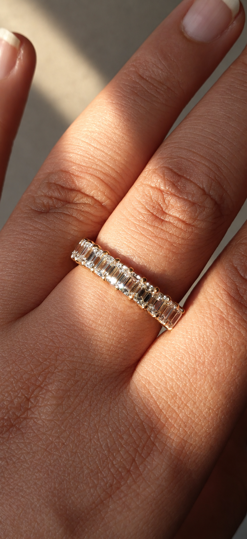 Emerald Cut Half Eternity Band