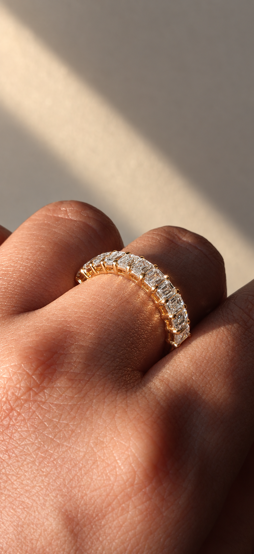 Emerald Cut Half Eternity Band