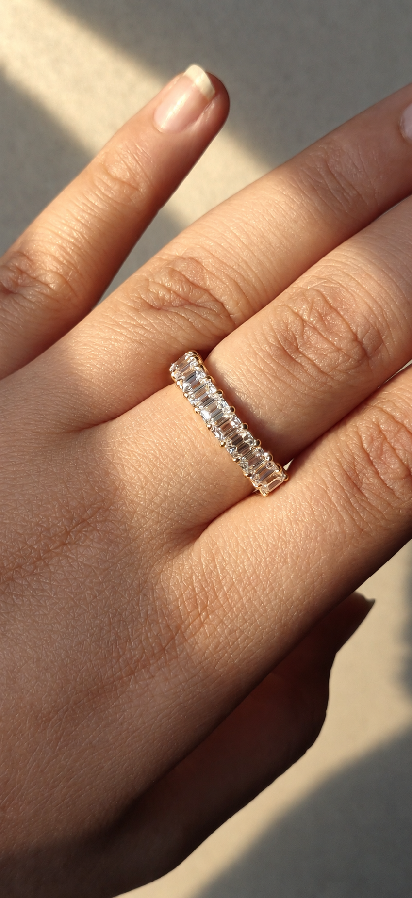 Emerald Cut Half Eternity Band