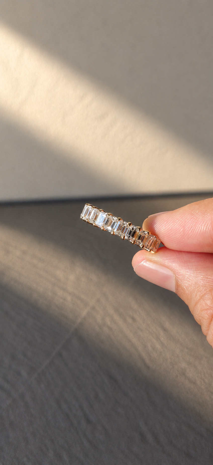 Emerald Cut Half Eternity Band