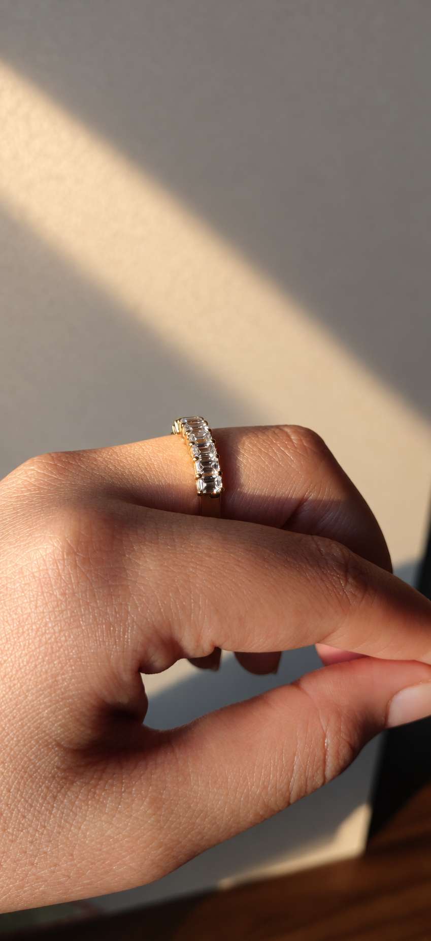 Emerald Cut Half Eternity Band
