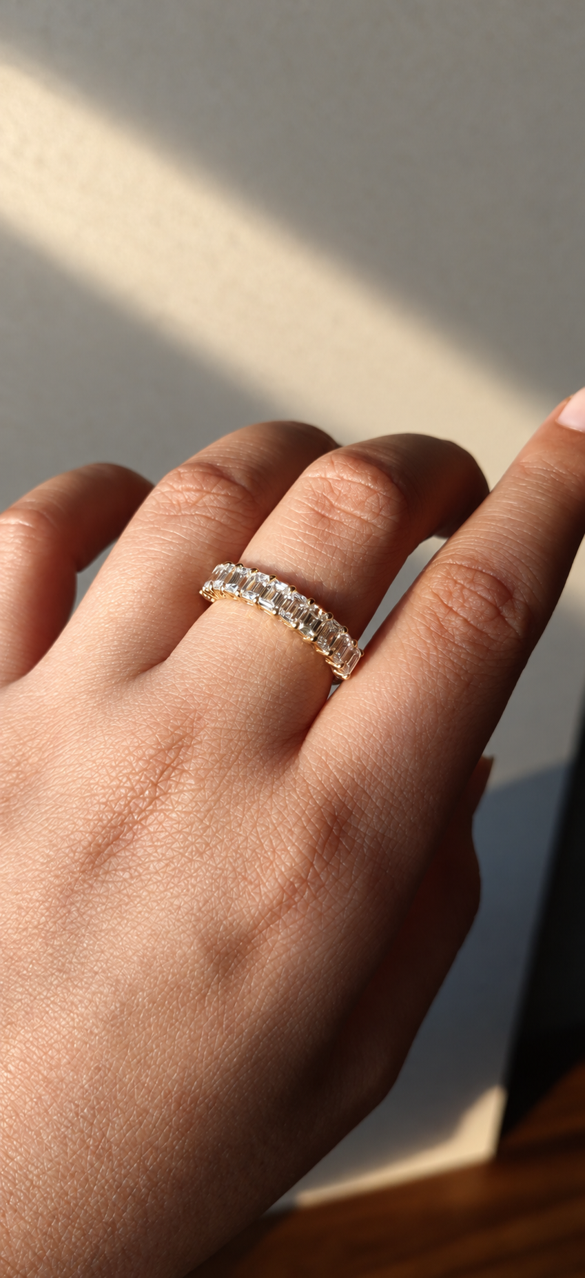 Emerald Cut Half Eternity Band