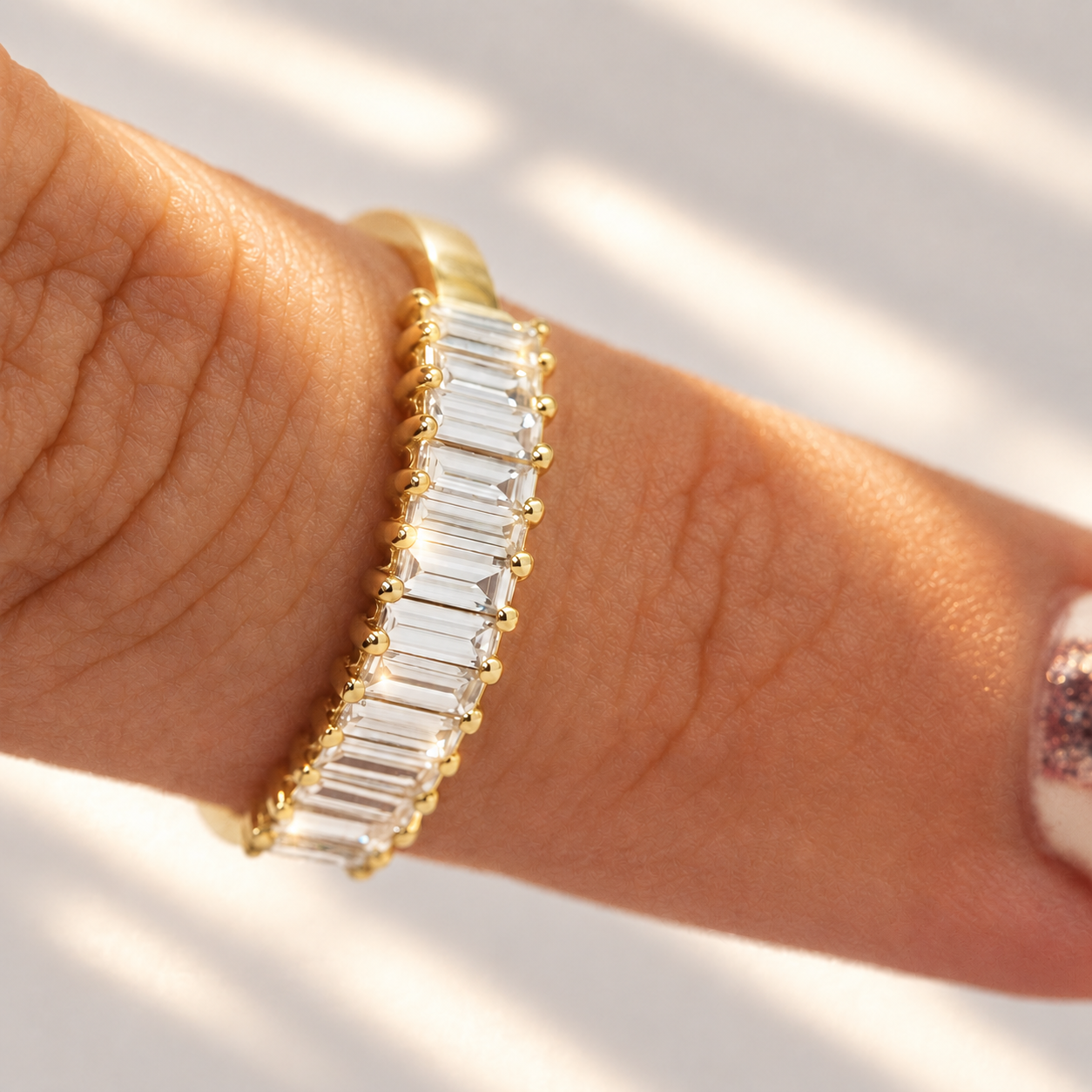 Baguette Half Eternity Band
