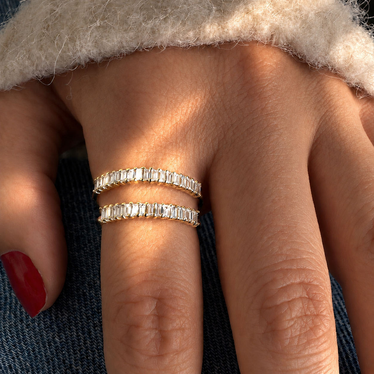 Baguette Half Eternity Band