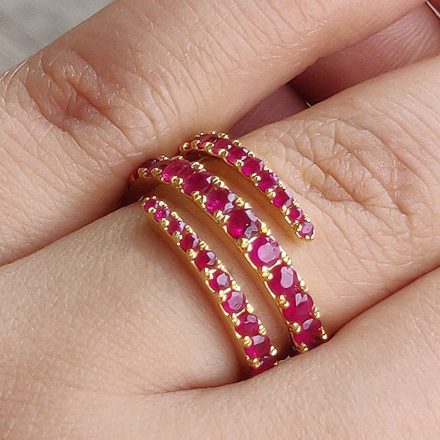 Serpents Embrace Ruby Ring (Natural Rubies)