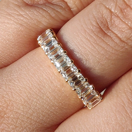 Emerald Cut Half Eternity Band