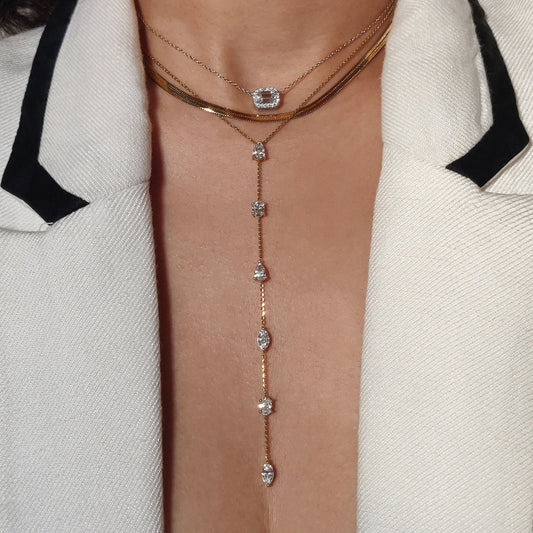 Six stone diamond lariat necklace