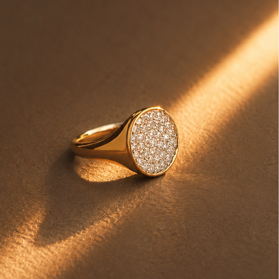 Pavé Diamond Signet Ring